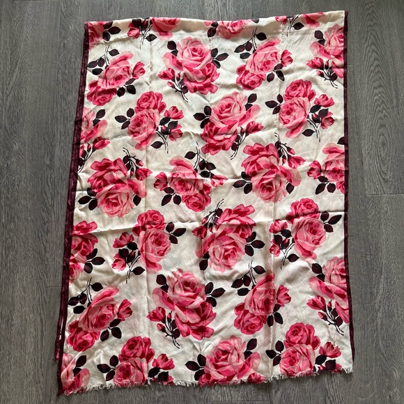 kate spade Accessories - Kate Spade 100% Silk Rose Print Long Scarf